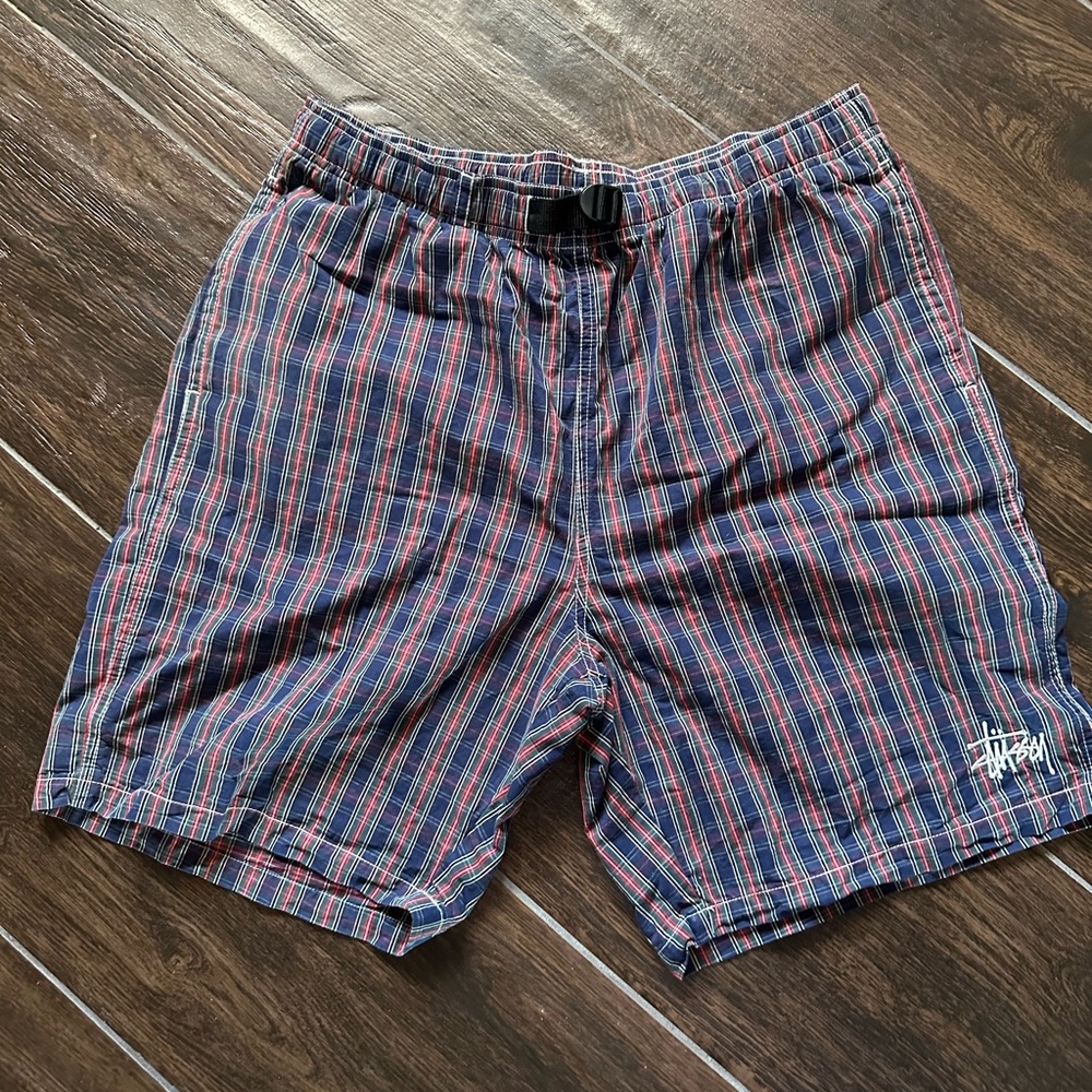 Stussy Men's Plaid Shorts - Blue and Red